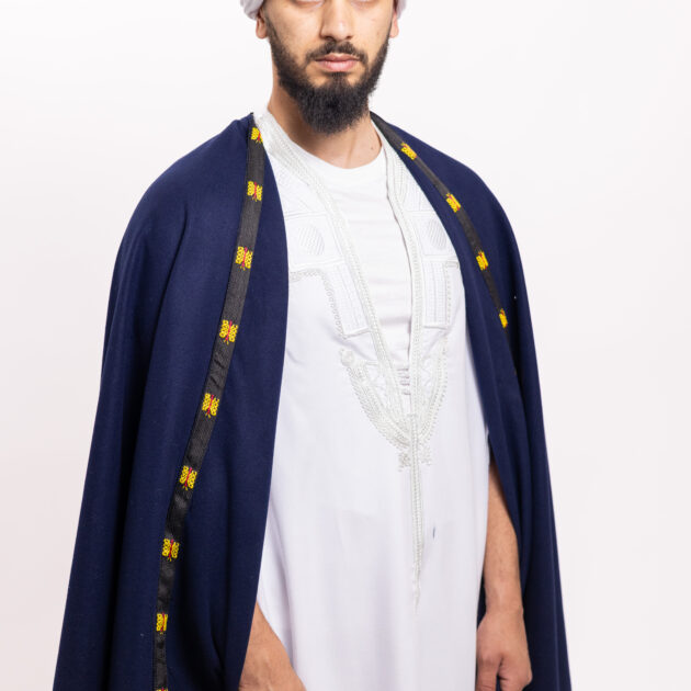 برنوس الكاشمير أزرق ليلي